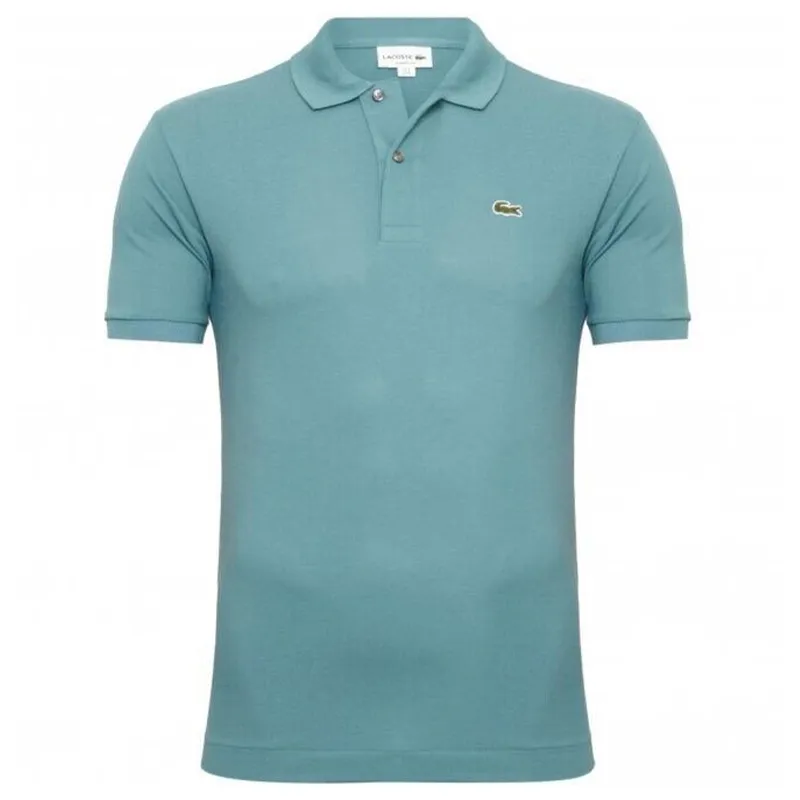 Lacoste L1212 Mens Polo Shirts Collared Classic Top Mint Blue Top Brand Outlet UK