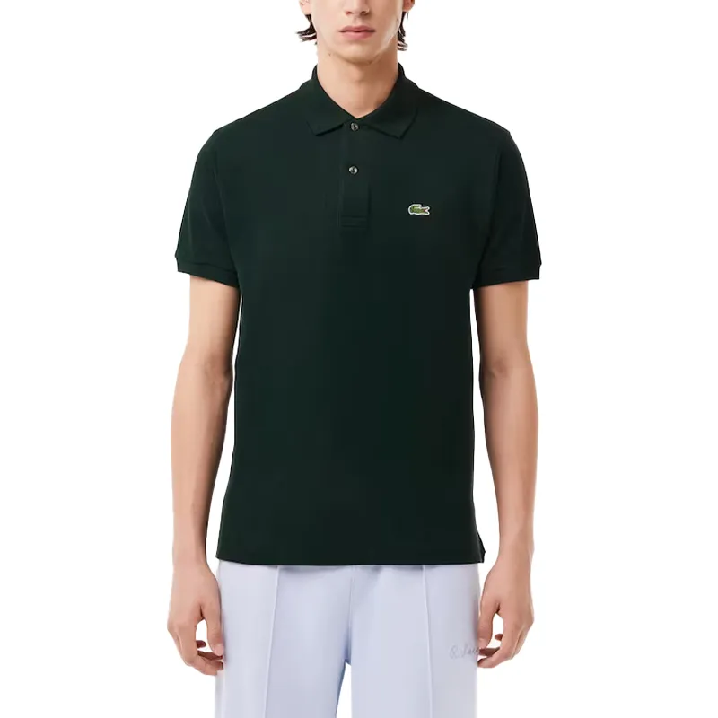 Lacoste L1212 Mens Polo Shirts Collared Classic Fit Top Sinople Green Top Brand Outlet UK