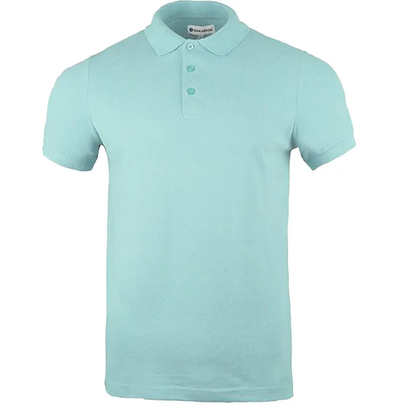 Bakaruda Mens Polo Shirt T Shirts Regular Fit Cotton Light Blue Top Brand Outlet UK