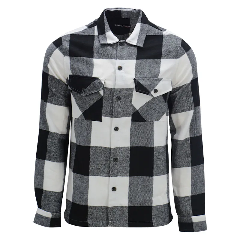 Black and white check shirt mens best sale