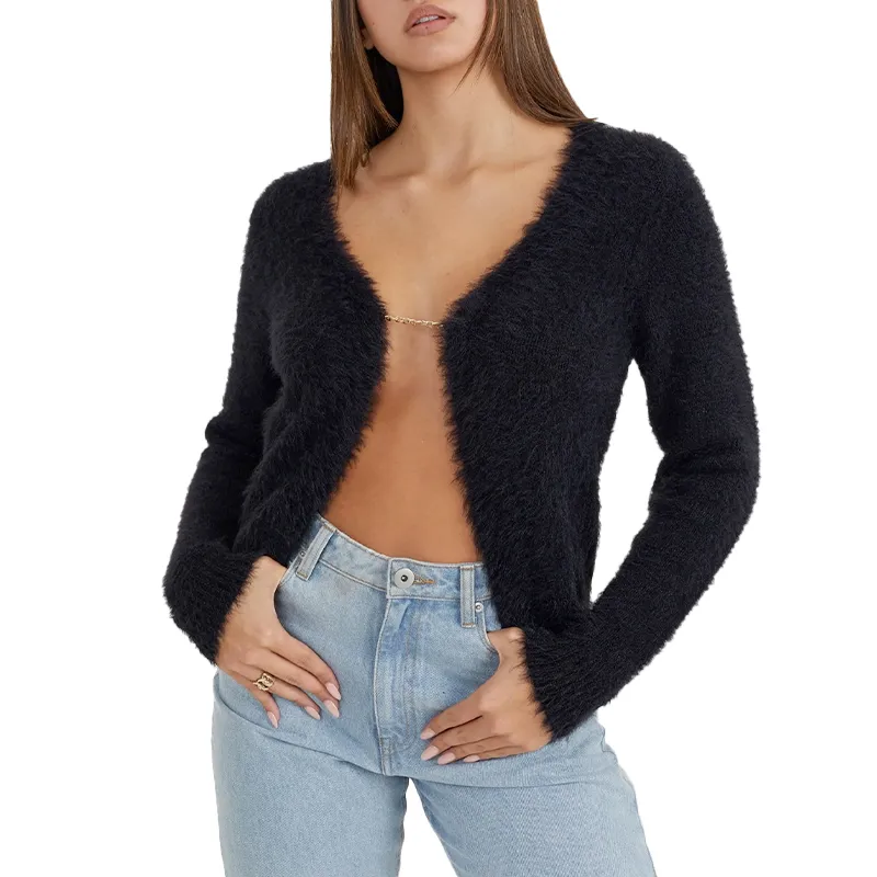 Womens black fluffy on sale cardigan