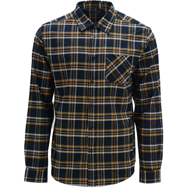 Mens Lumberjack Shirts Long Sleeve Flannel Check Black Orange Top Brand Outlet UK