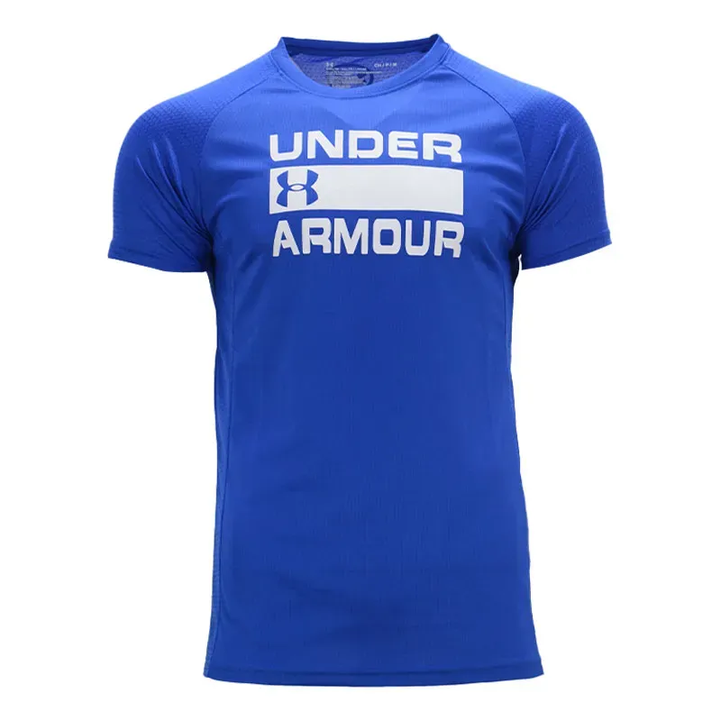 Under Armour Dri-fit Mens T Shirts Short Sleeve Blue (logo) - Top Brand  Outlet UK