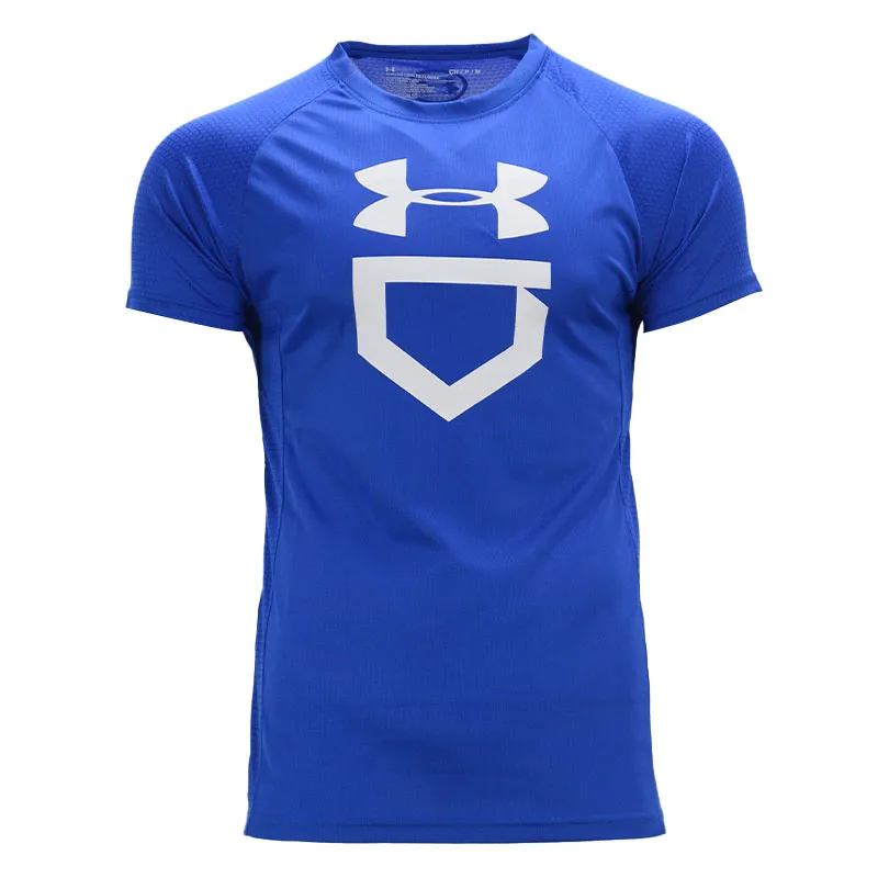 Under Armour Dri-fit Mens T Shirts Short Sleeve Blue (logo) - Top