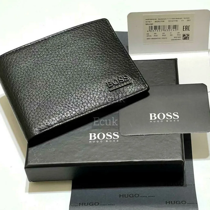 Hugo Boss 50261706 Men s Leather Bifold Wallet Black Top Brand Outlet UK