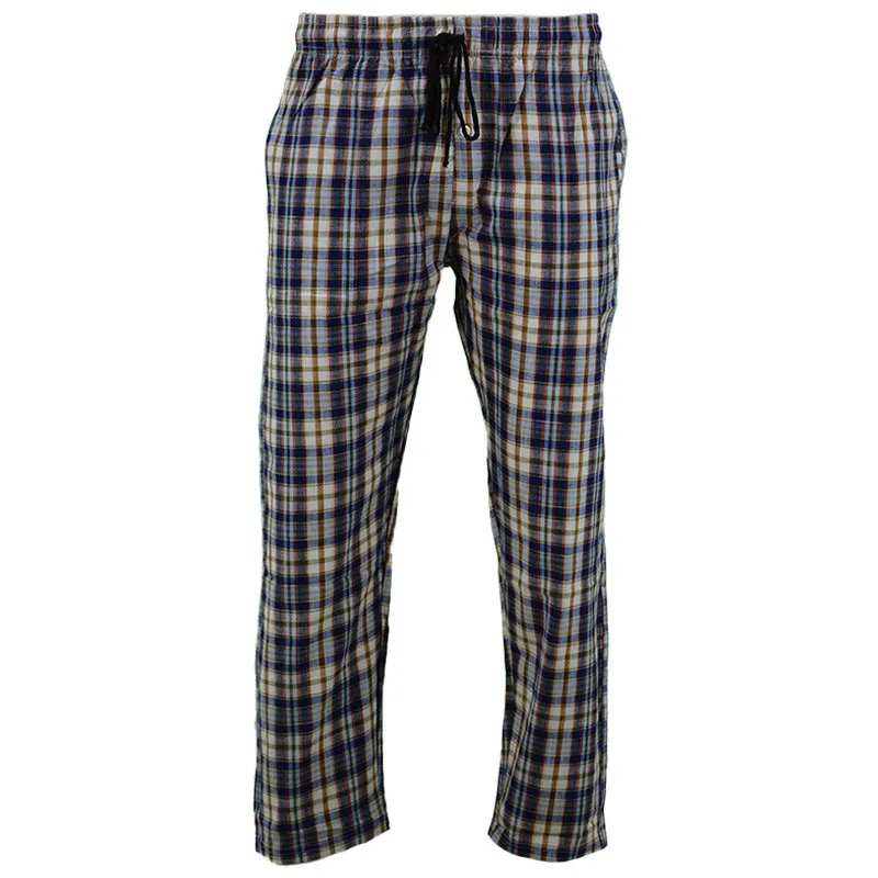 Mens Navy Check Cotton Pyjama Bottoms