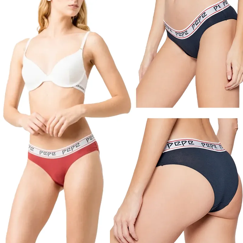 Pepe Jeans Womens Bikini Briefs 2 Pack Stretch Panties - Top Brand Outlet UK