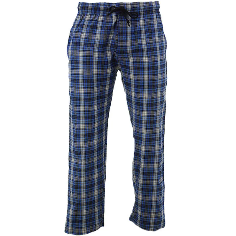 Mens Pyjama Bottoms Stripe Woven Check Sleepwear Blue And Yellow - Top ...