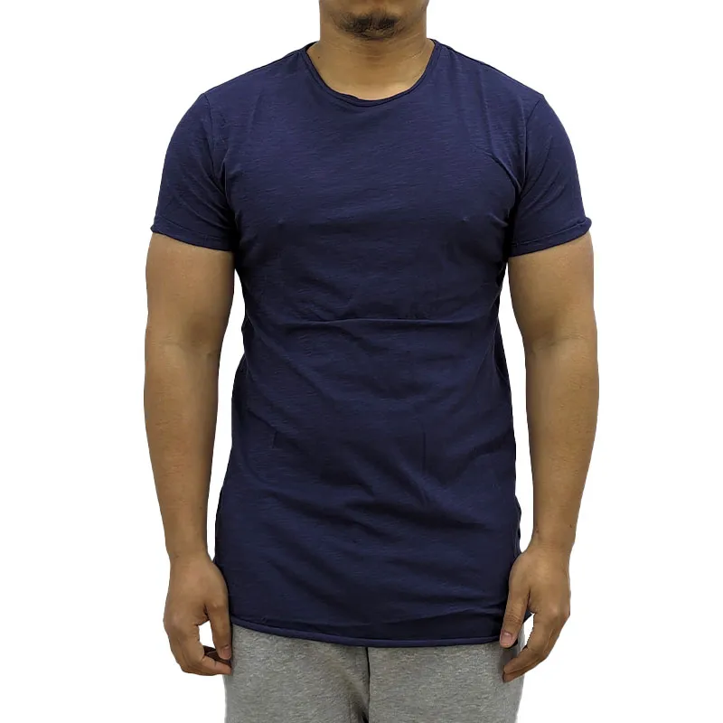 Mens T Shirts Short Sleeve Gym Tee Summer Longline T Shirt Navy Top Brand Outlet UK