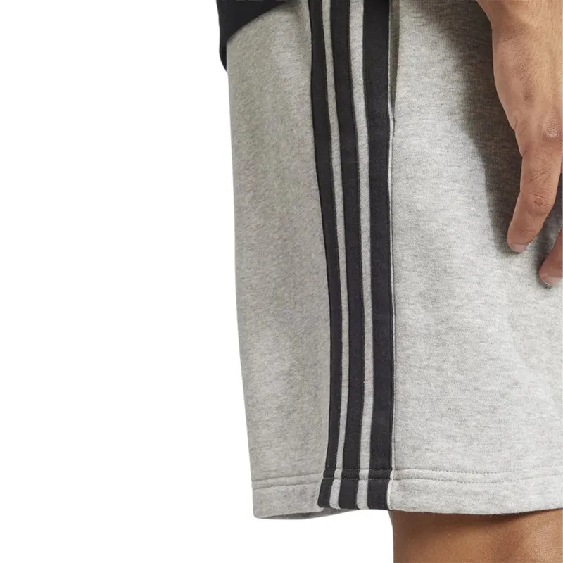 adidas essential 3 stripes mens french terry shorts grey2