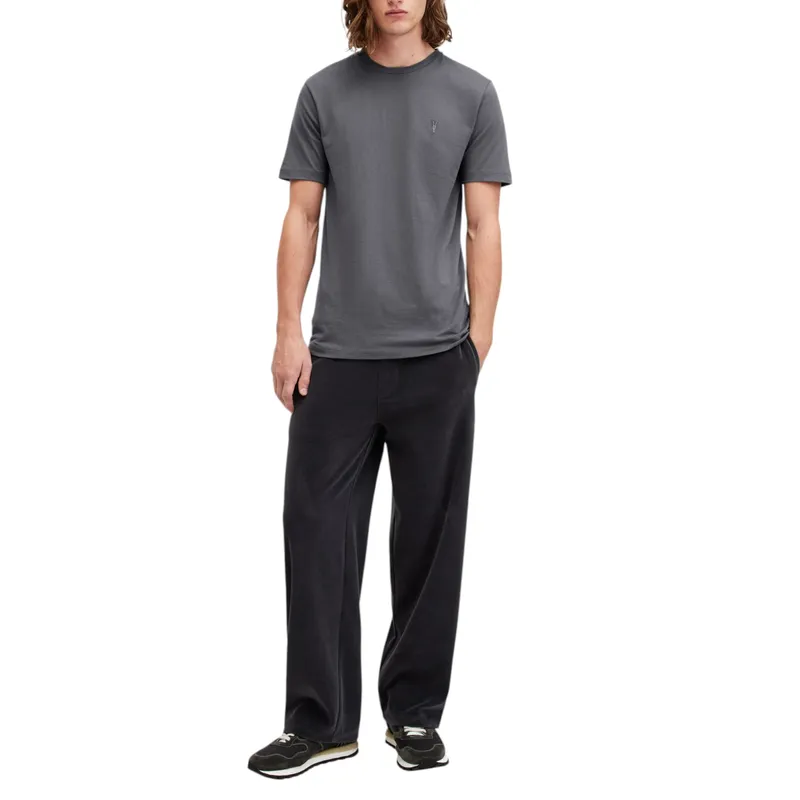 all saints mens t shirts tonic short sleeve rumskull plain casual charcoal grey0