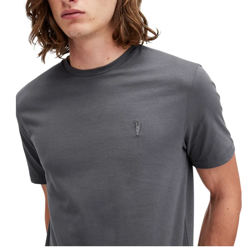 all saints mens t shirts tonic short sleeve rumskull plain casual charcoal grey1