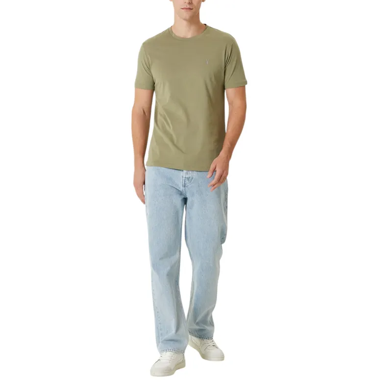 all saints mens t shirts tonic short sleeve rumskull plain casual light olive0