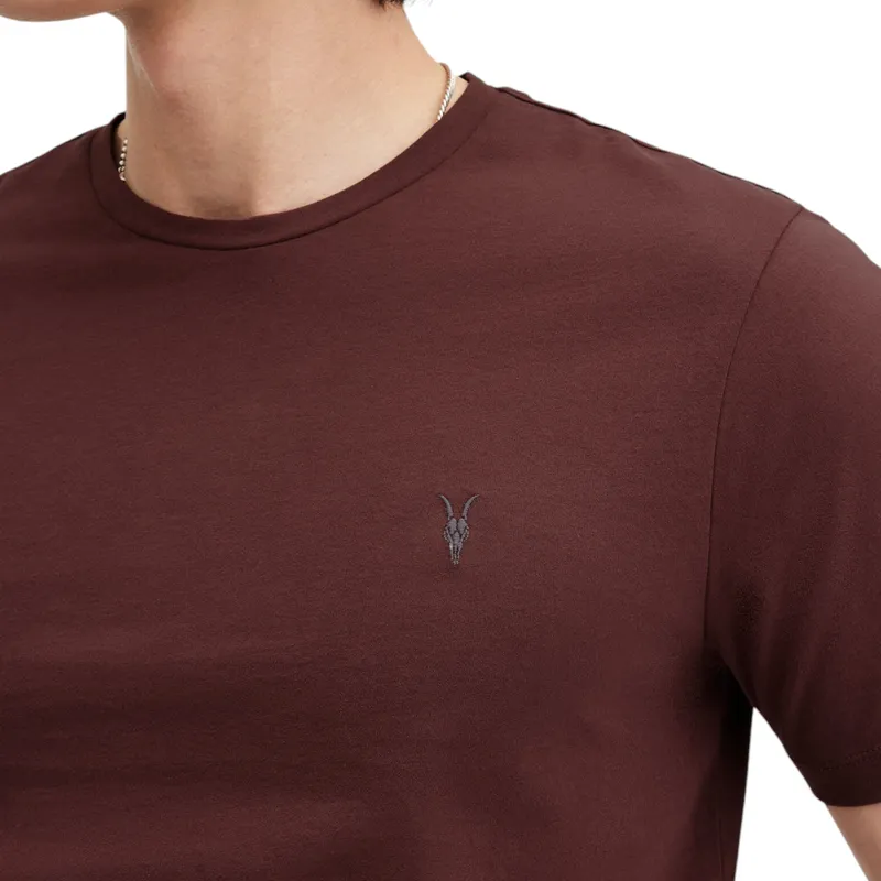 all saints mens t shirts tonic short sleeve rumskull plain casual maroon1
