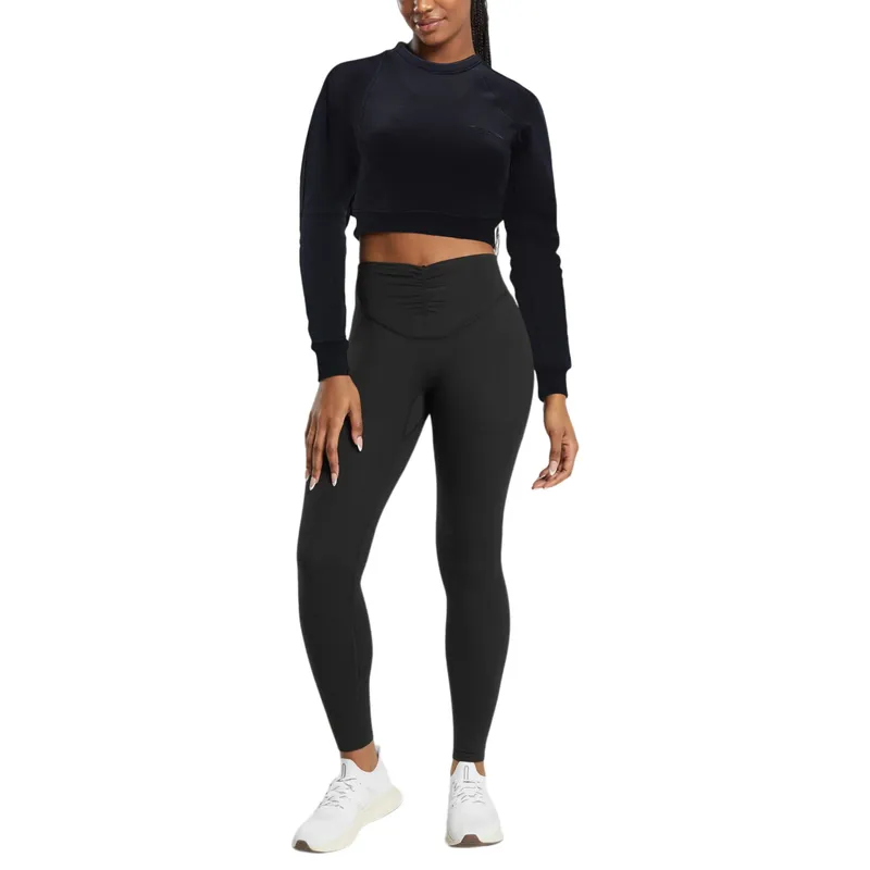 baa womens crop top mesh fleece sweatshirt ladies cropped tops0