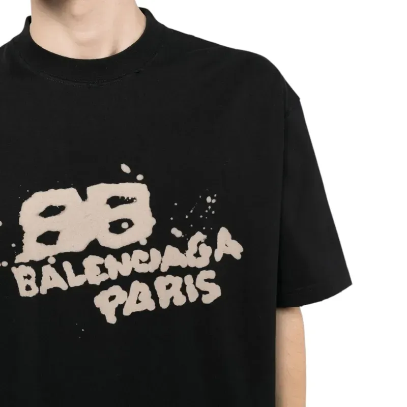 Balenciaga Mens T Shirts Oversized Fit Dirty Bb Logo Distressed