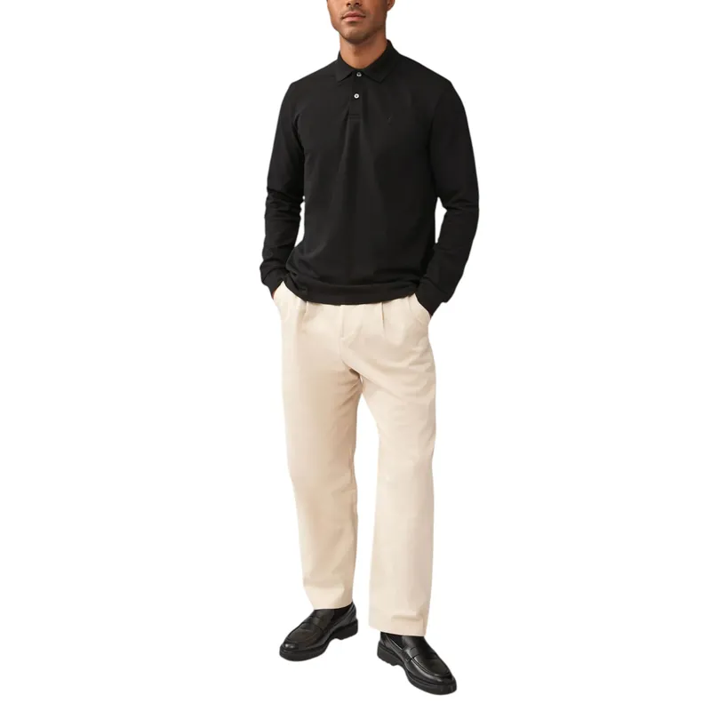 c&a mens long sleeve polo shirts cotton regular fit casual black0