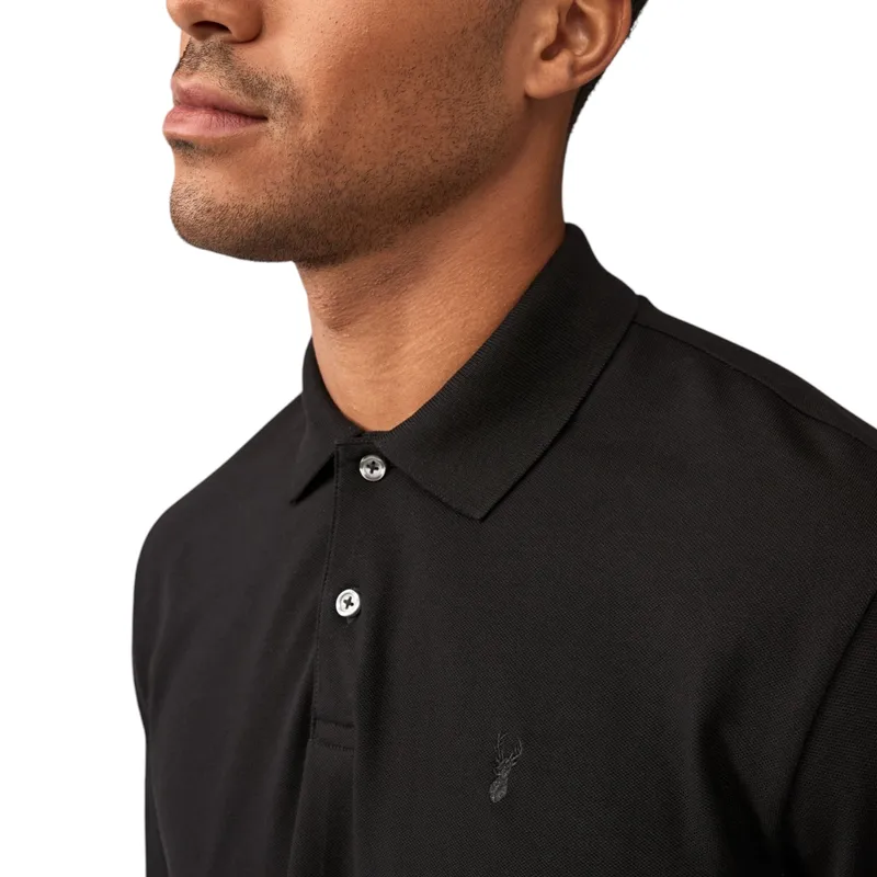 c&a mens long sleeve polo shirts cotton regular fit casual black1