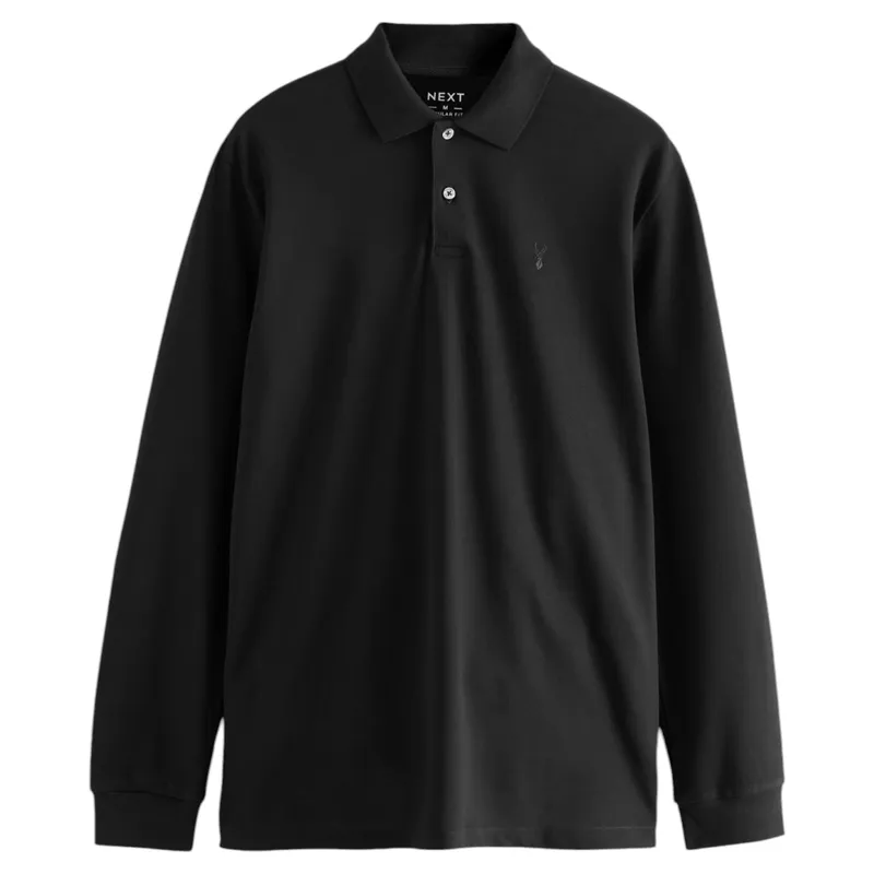 c&a mens long sleeve polo shirts cotton regular fit casual black2