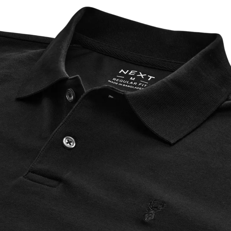 c&a mens long sleeve polo shirts cotton regular fit casual black3