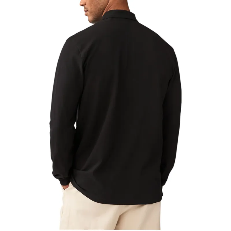 c&a mens long sleeve polo shirts cotton regular fit casual black4