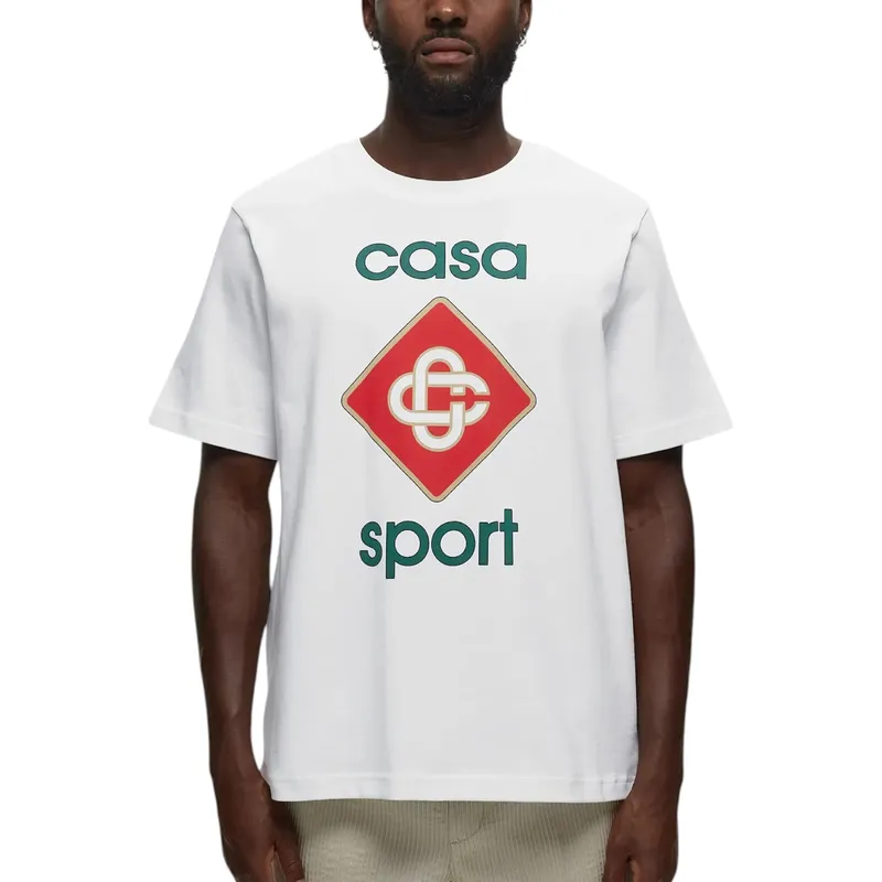 casablanca men t shirt casa sports logo printed short sleeve crew neck summer te2