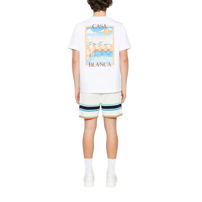casablanca men t shirt surreal pool printed summer top0