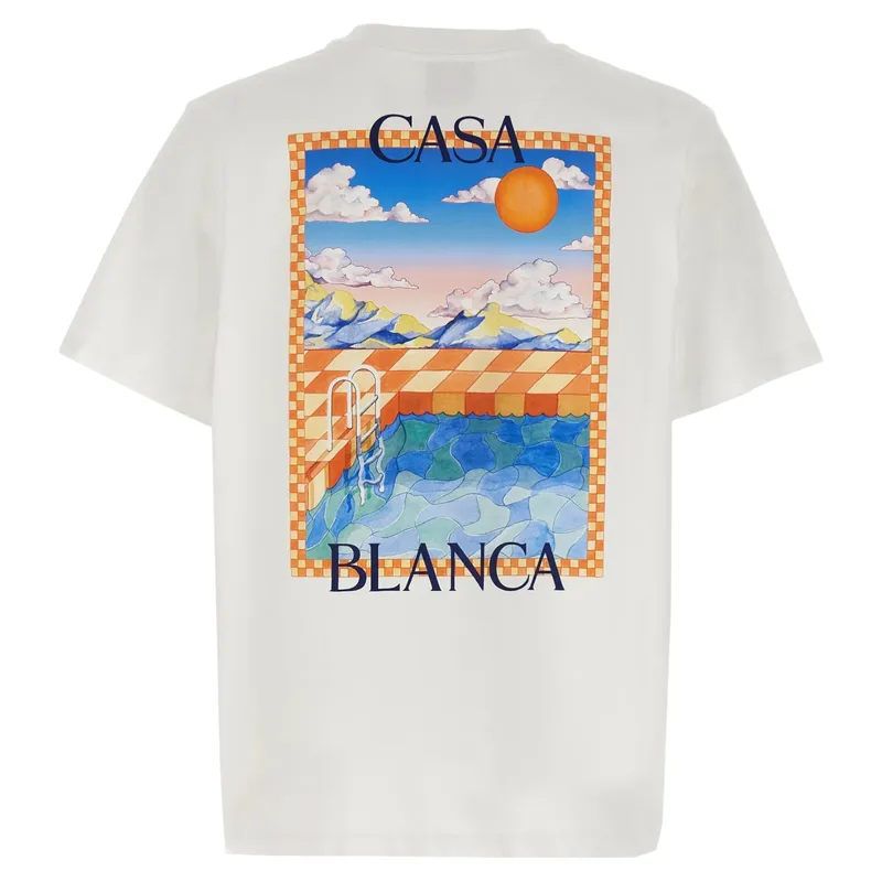 casablanca men t shirt surreal pool printed summer top2