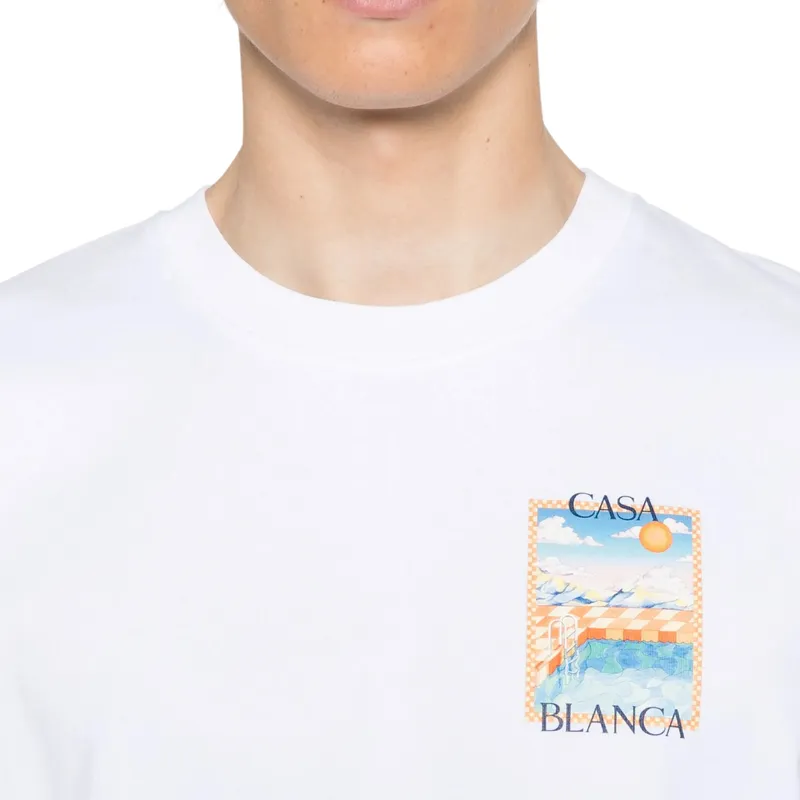casablanca men t shirt surreal pool printed summer top4