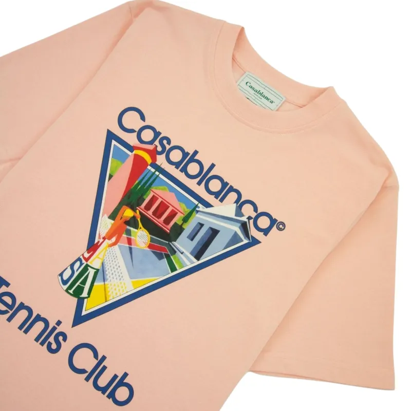casablanca mens t shirt la joueuse printed t-shirt pale pink1
