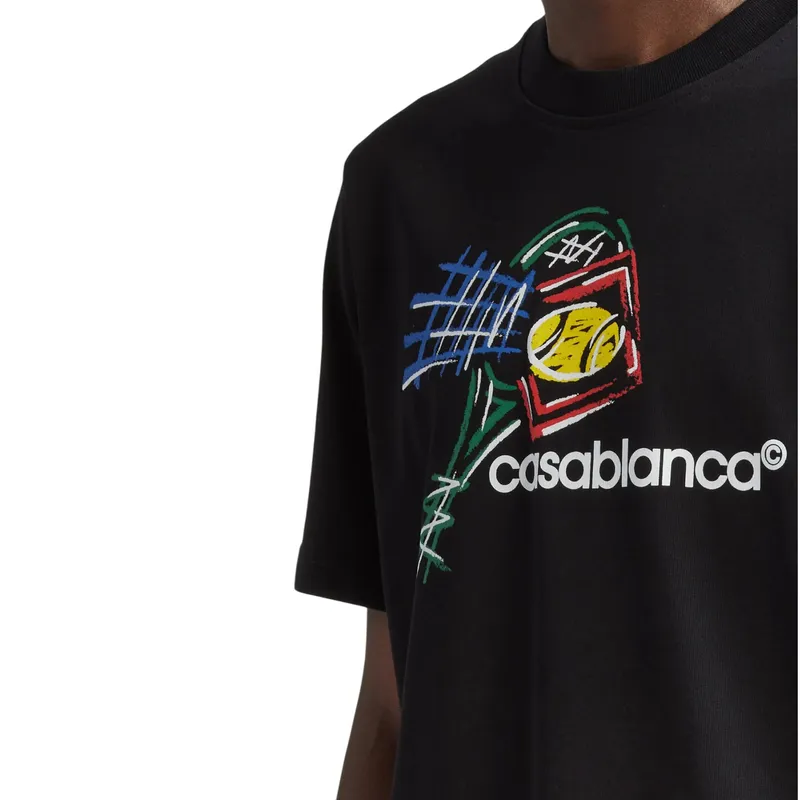 casablanca mens t shirts croquis de tennis shorts sleeve crew neck print2