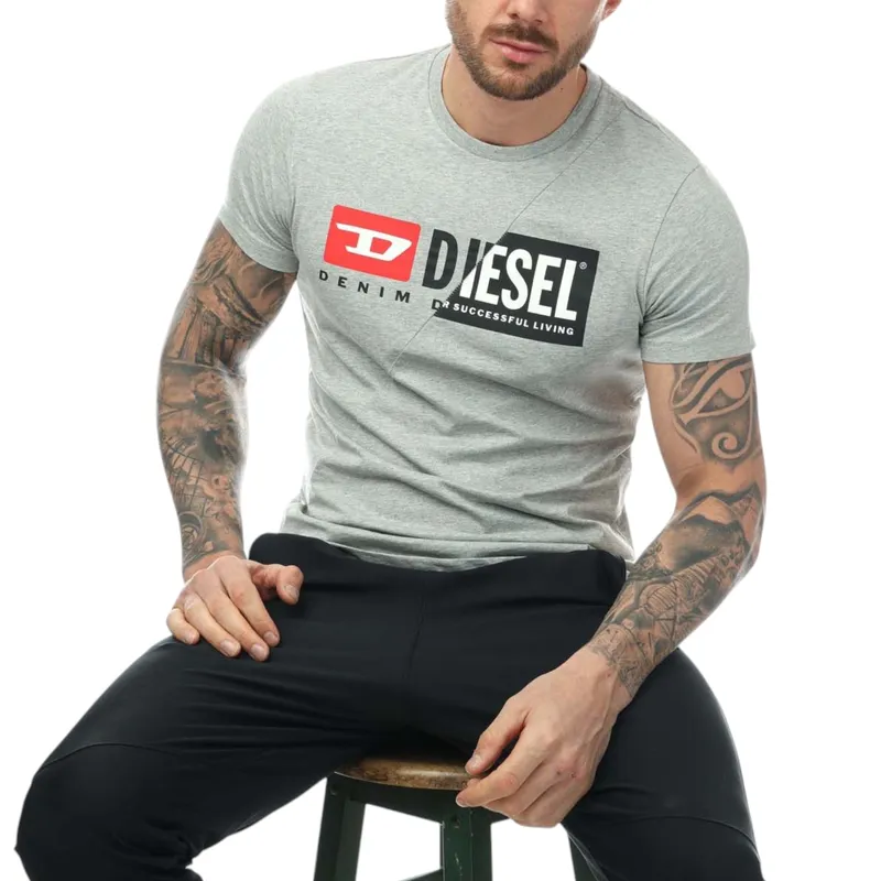 diesel t-diego-cuty logo mens t shirts grey0