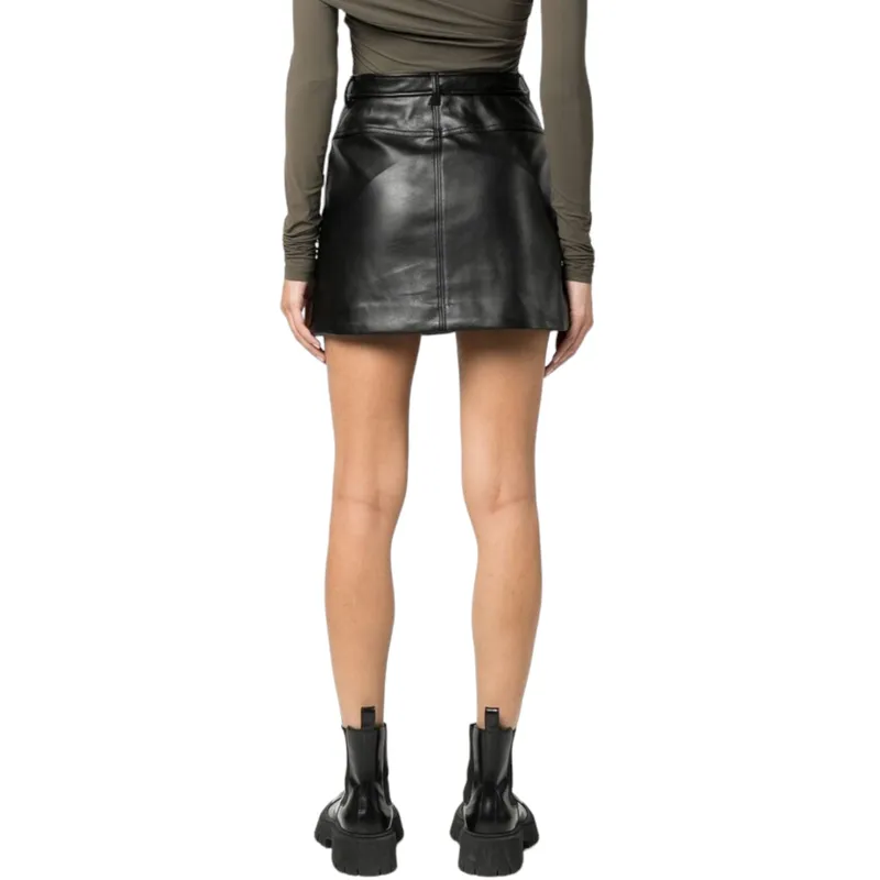 diesel womens mini skirt o-ambra faux leather black ladies skirt4