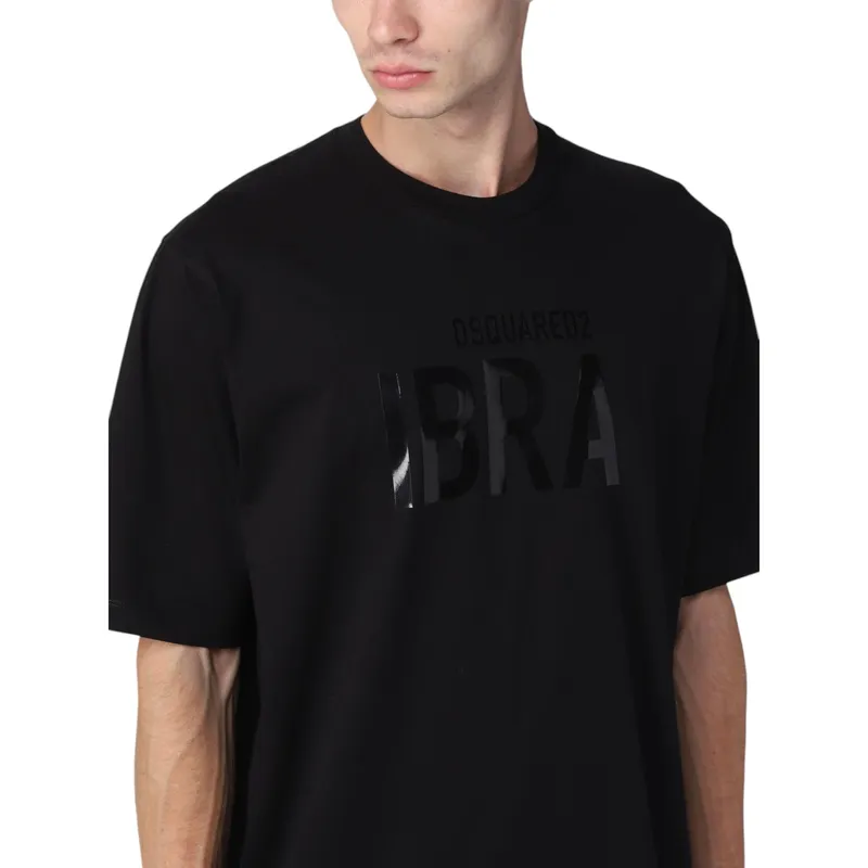 dsquared2 mens t shirts shorts sleeve crew neck graphic print casual black1