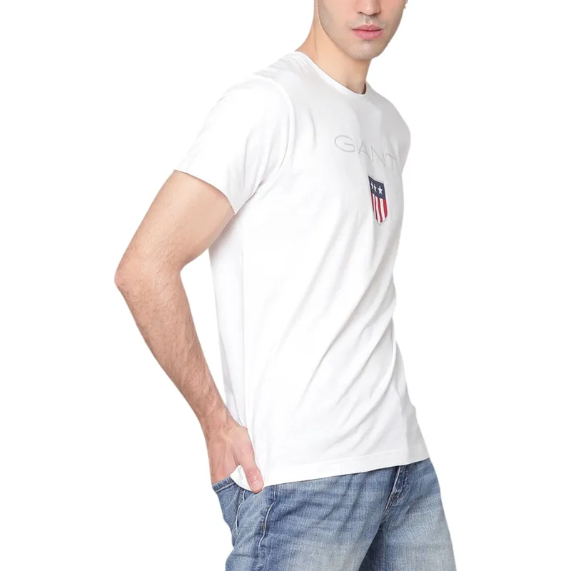 gant mens t shirt original shield crew neck pullover summer white te2