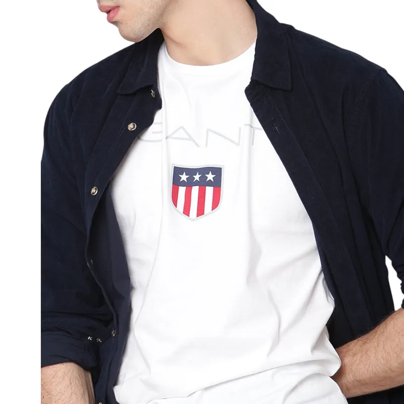 gant mens t shirt original shield crew neck pullover summer white te4