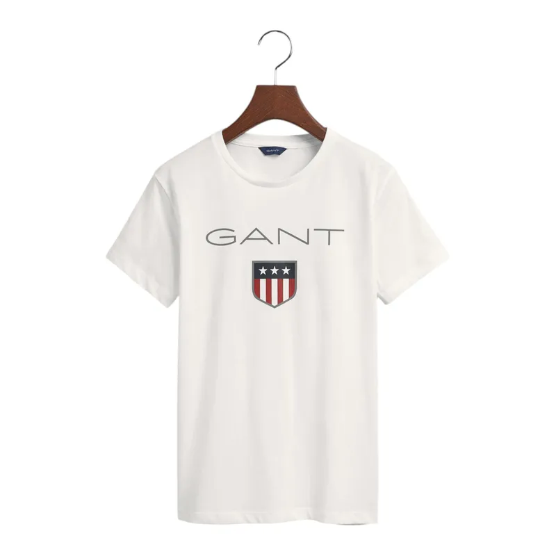 gant mens t shirt original shield crew neck pullover summer white te5