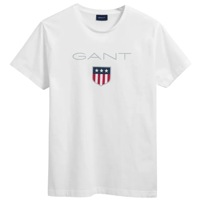 gant mens t shirt original shield crew neck pullover summer white te6