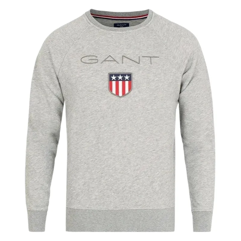 gant shield mens sweatshirt pullover jumper grey melange2