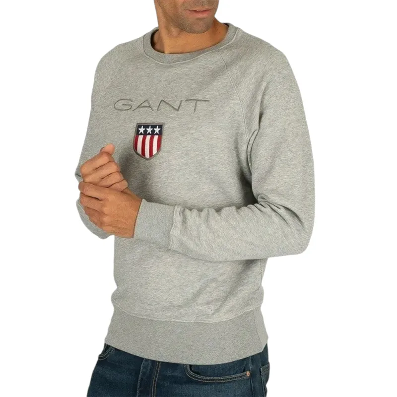gant shield mens sweatshirt pullover jumper grey melange5