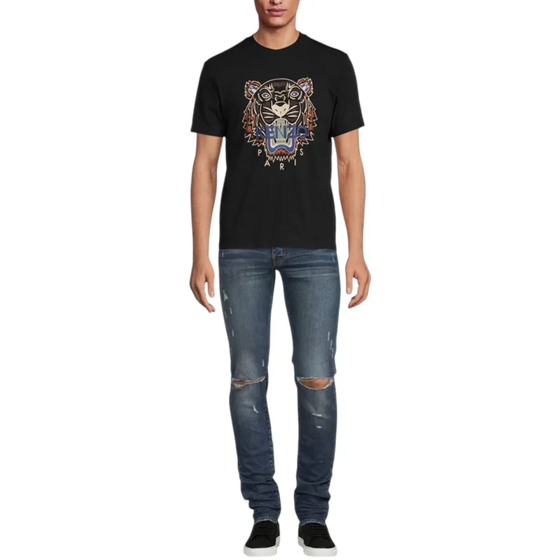 kenzo 5ts020 mens t shirts black and orange0