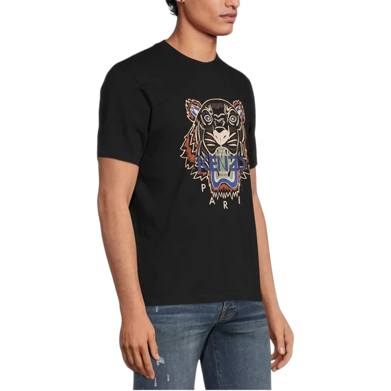kenzo 5ts020 mens t shirts black and orange1
