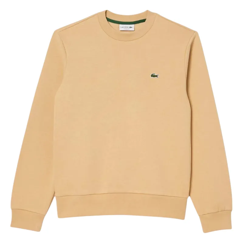 lacoste mens fleece crew neck sweatshirt knitted jumper beige0