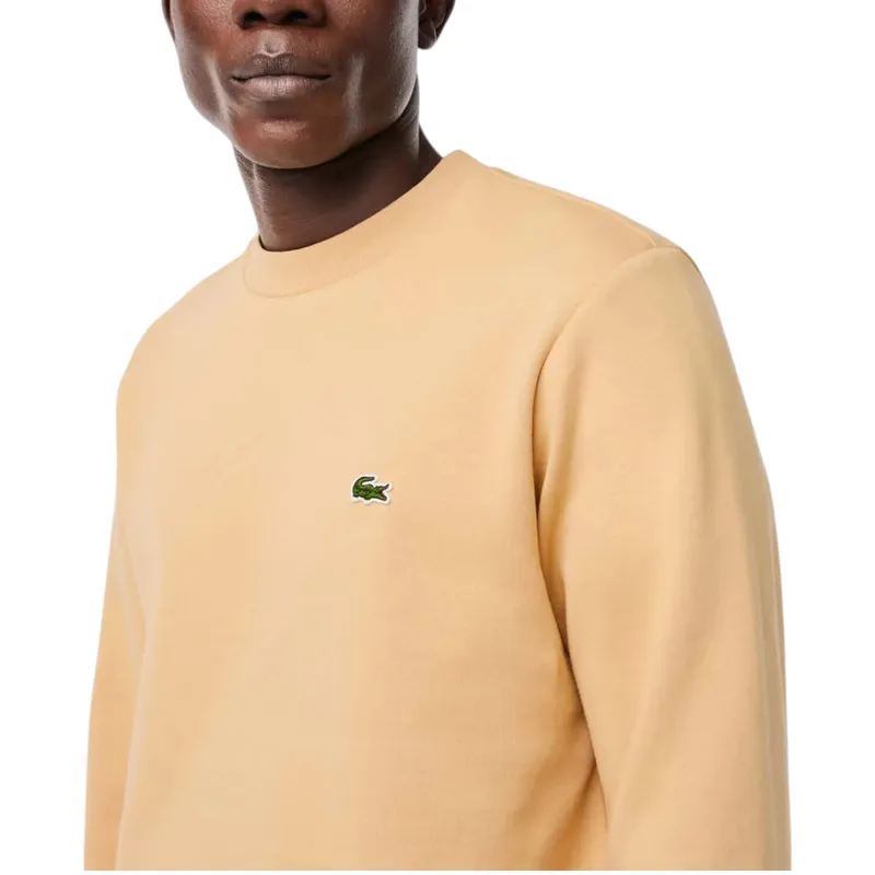 lacoste mens fleece crew neck sweatshirt knitted jumper beige1