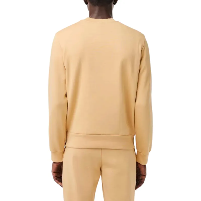 lacoste mens fleece crew neck sweatshirt knitted jumper beige2