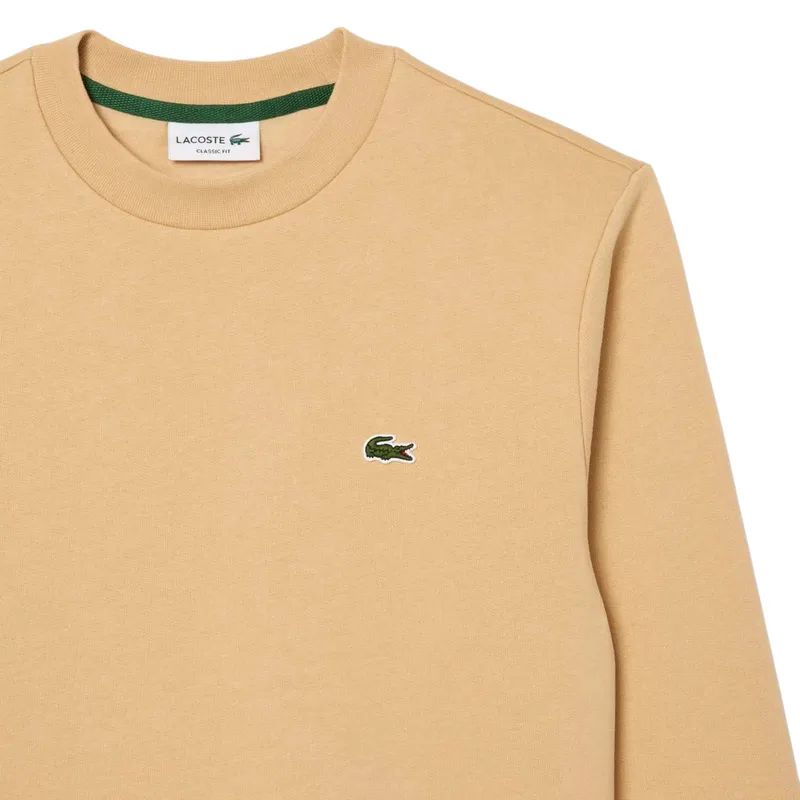 lacoste mens fleece crew neck sweatshirt knitted jumper beige3