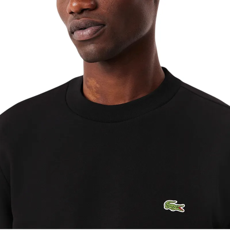 lacoste mens fleece crew neck sweatshirt knitted jumper black1