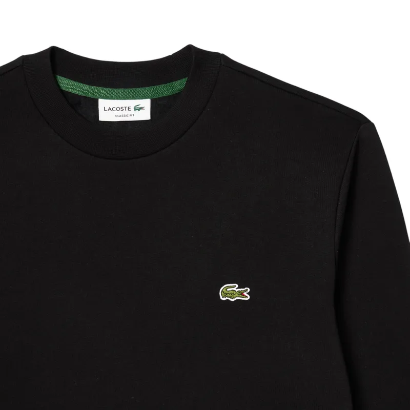 lacoste mens fleece crew neck sweatshirt knitted jumper black2