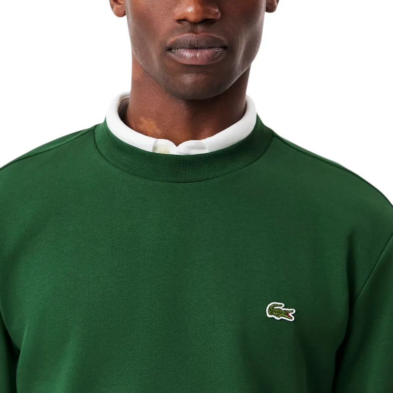 lacoste mens fleece crew neck sweatshirt knitted jumper green1
