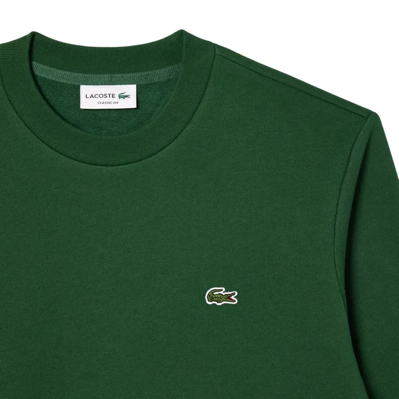 lacoste mens fleece crew neck sweatshirt knitted jumper green2
